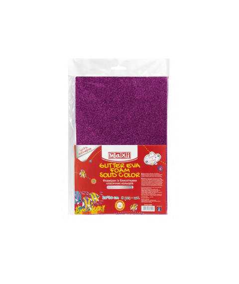Hirtie gumata cu sclipici Autoadeziva (Foamiran) 20x30cm 2mm. Purpuriu, set din 5 bucăți